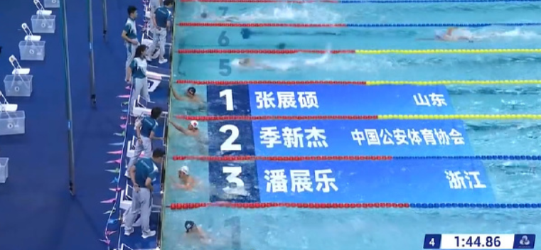 张展硕200自再夺冠!潘展乐第三
